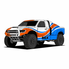 Off-Road Racing Truck with Custom Graphics and Aggressive Tires.
