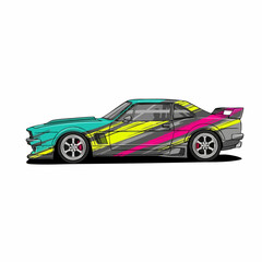 Fototapeta premium Custom Painted Classic Muscle Car Illustration.