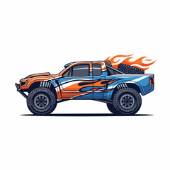 Fototapeta premium Off-Road Racing Truck with Flames, a Powerful and Dynamic Design.