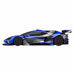 Obraz premium Blue and Silver Racing Sports Car with Aerodynamic Design.