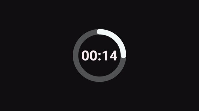 twenty seconds countdown timer animation from 20 seconds to 0 seconds with alpha channel, twenty seconds countdown.