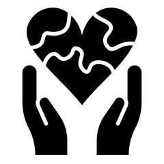 Hands Holding Earth Heart Icon