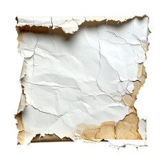 Aged, creased, torn paper;  faded, stained