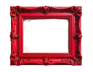 Red ornate picture frame with empty interior