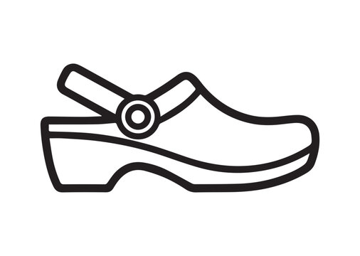 black clog shoe outline icon clip art preview