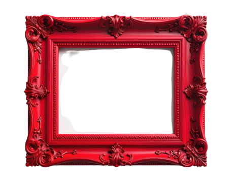 Red ornate picture frame with empty interior