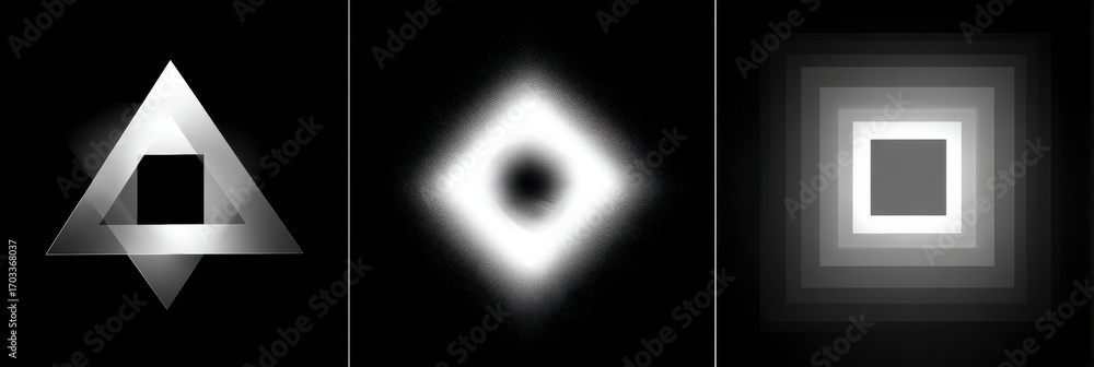 Aufkleber geometric shapes and patterns created with light and shadow on a dark background