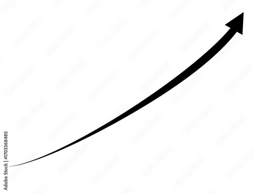 Poster black arrow pointing upwards and to the right, isolated on transparent background