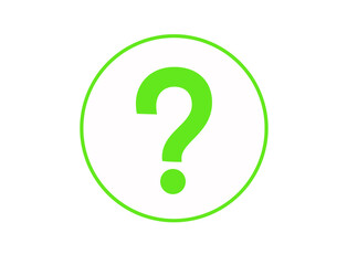 Green question mark symbol isolated on transparent background