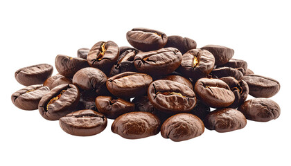 Roasted coffee beans piled high