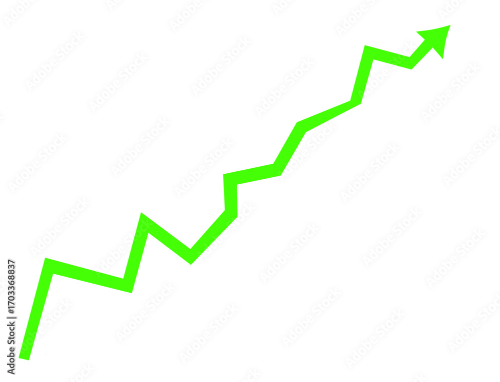 Poster green arrow graph showing upward trend isolated on transparent background