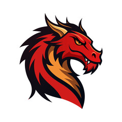 Heroic Majestic Dragon Head Flowing Mane Vector