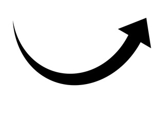 Black arrow pointing upwards and to the right, isolated on transparent background