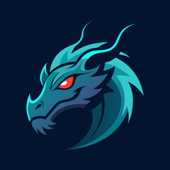 Mystical Dragon Head Flowing Lines Vector Art