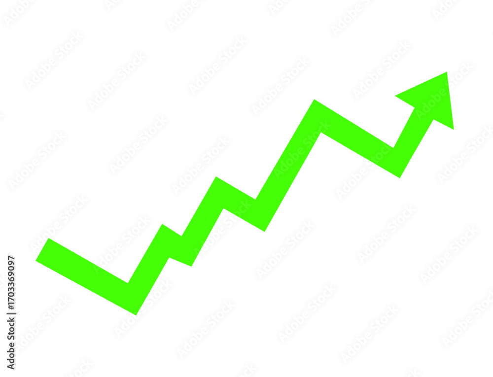 Poster green arrow graph showing upward trend isolated on transparent background