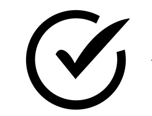 Black check mark inside a circle isolated on transparent background