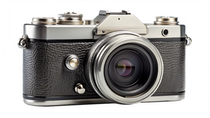 Vintage camera isolated on transparent background, a classic photography equipment