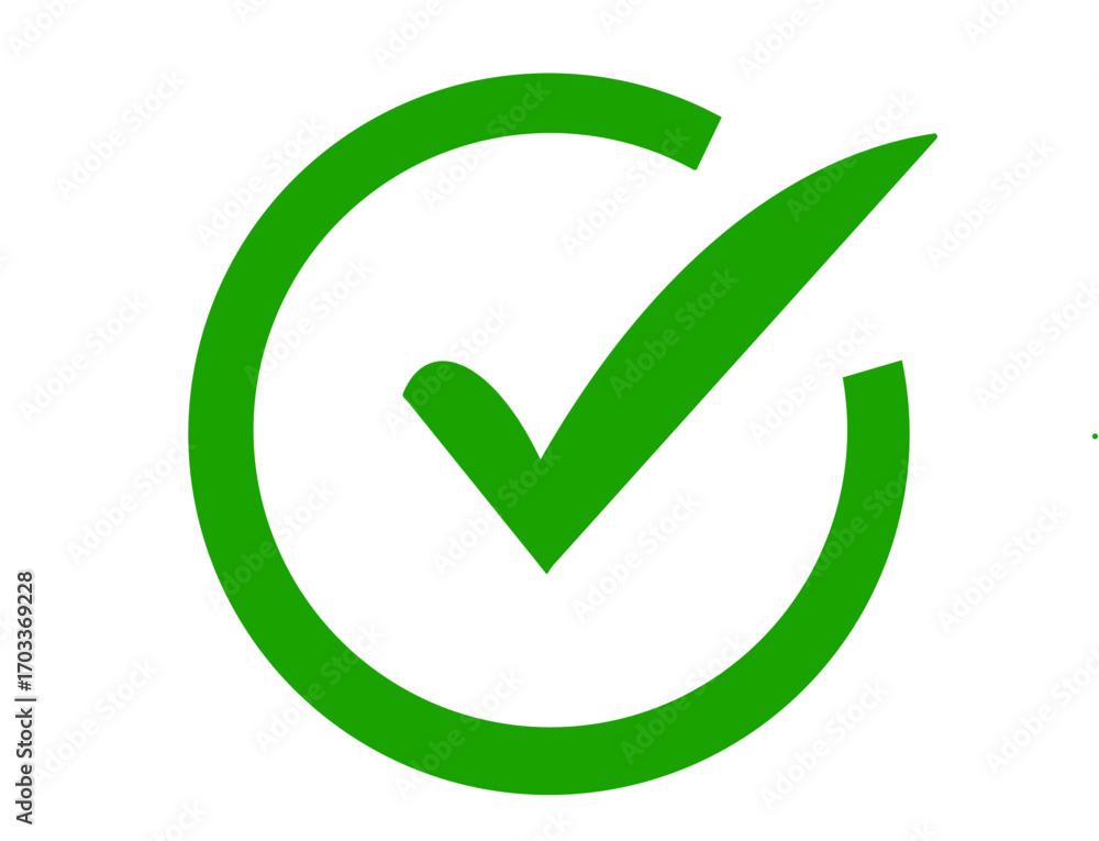 Poster green check mark inside a circle isolated on transparent background