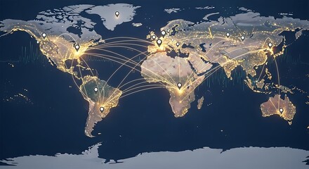 Global Network Connections - A Visual Representation of Worldwide Data Transfer.