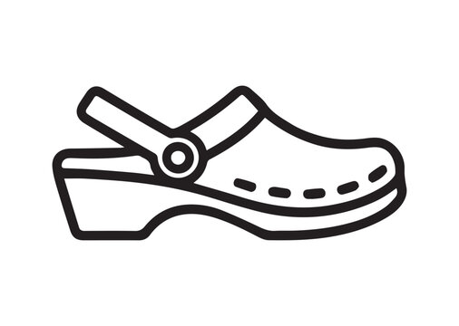 black clog shoe outline clip art preview