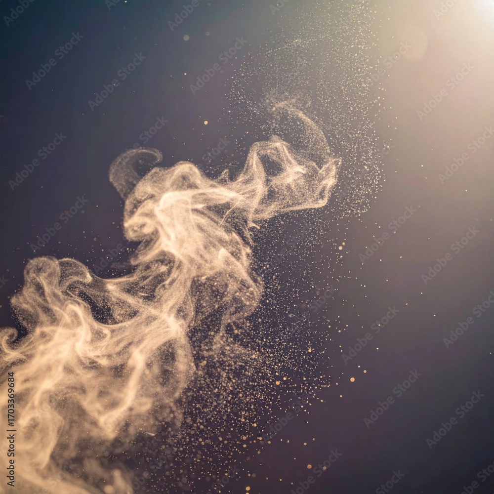 Poster abstract beige swirling particle smoke with dark background texture effect design