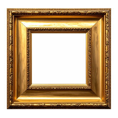 Ornate gold picture frame.  Empty, square, gilded, decorative, ornate border, classic, vintage, empty, ready for art, display