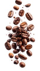 Coffee beans cascading in a vertical composition