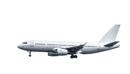 Side view of a white commercial jetliner