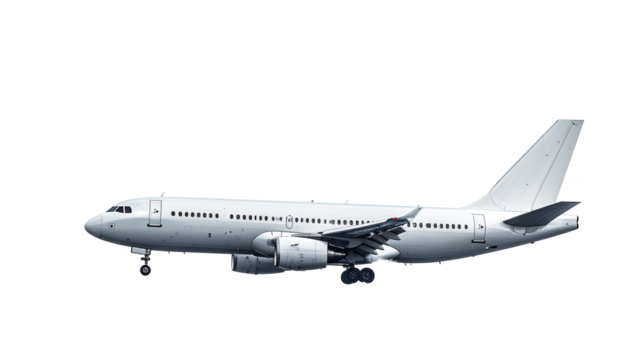 Side view of a white commercial jetliner