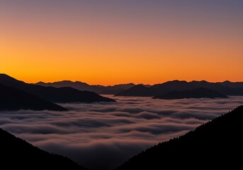 Sunset Over the Clouds A Travel Journey in Mountain Majesty
