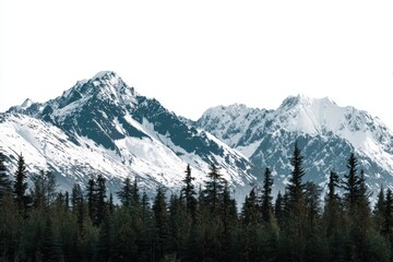 Alaska mountain range landscape transparent PNG isolated background. Nature, wilderness, mountains wallpaper
