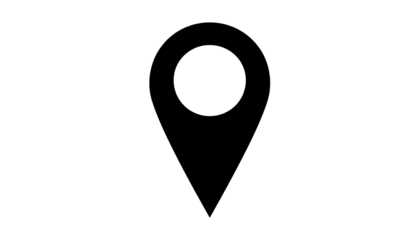 Solid black image, a single, light-gray map pin
