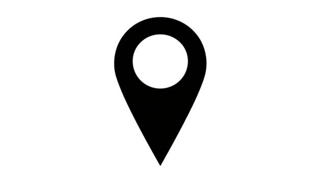 Solid black image, a single, light-gray map pin