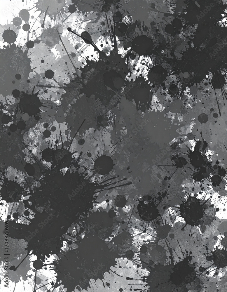 Poster abstract gray and black splatter ink background with grungy texture design