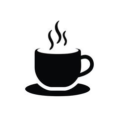 Obraz premium Black Coffee Cup Icon with Rising Steam