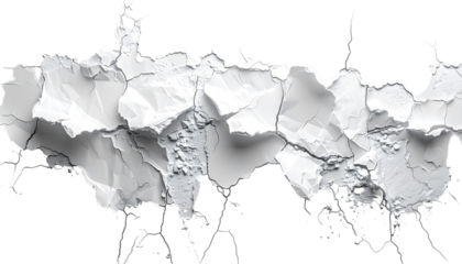 Abstract landscape, textured white, cracked earth