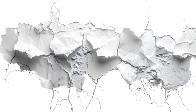 Abstract landscape, textured white, cracked earth