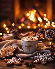 Fototapeta premium Christmas cookies with cinnamon and festive decoration