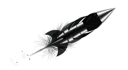 Concept of imagination taking flight: A creative fusion of feather and rocket imagery
