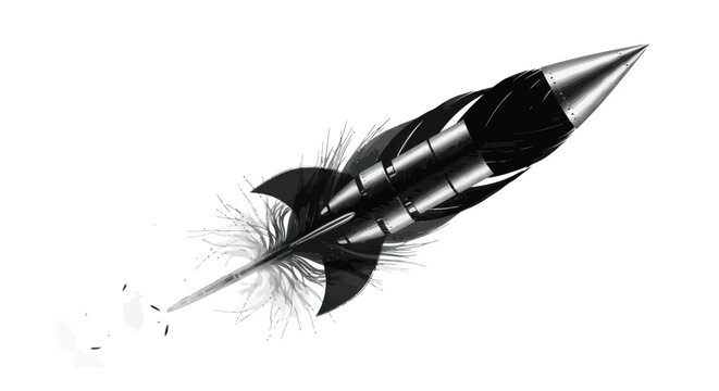 Concept of imagination taking flight: A creative fusion of feather and rocket imagery