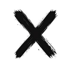 A bold, stylized black capital X.  Brushstrokes create texture