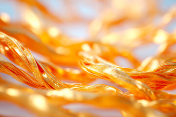 A creative abstract image of a golden organic form with tangled