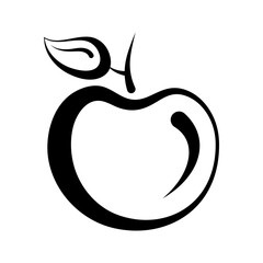 Fruit logo. Apple. Monochrome vector icon.