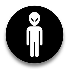 black and white illustration of alien icon