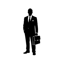 Silhouette of a businessman in a suit holding a briefcase