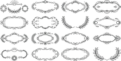 Collection of Decorative Black Flourish Frames and Borders