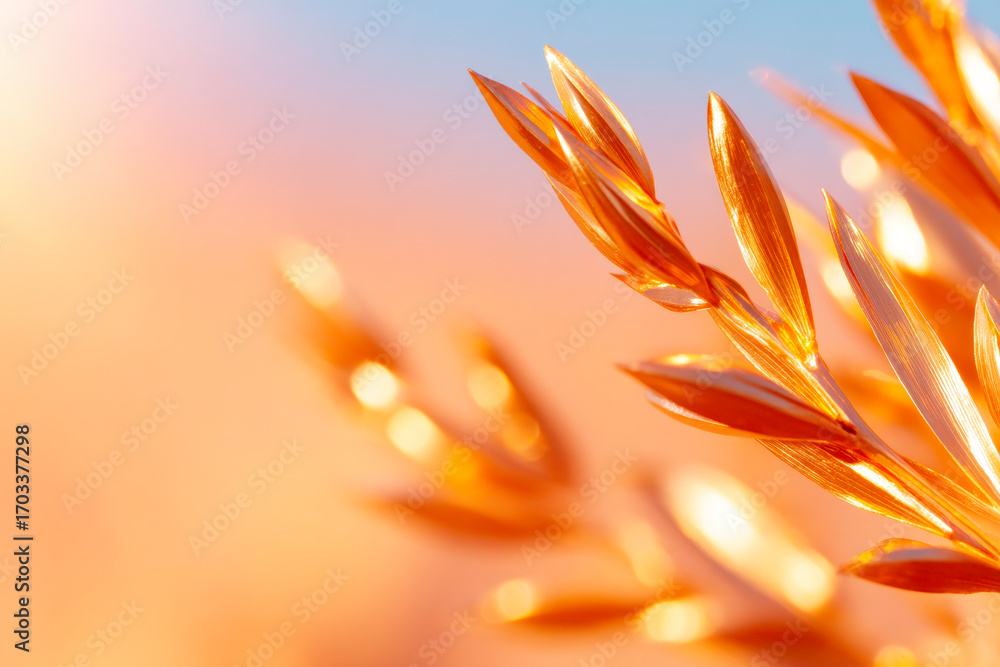 Poster a modern abstract image of golden spikes with a smooth texture