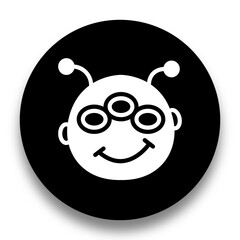 black and white illustration of alien icon