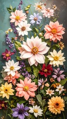 A vibrant bouquet of paper flowers in various colors