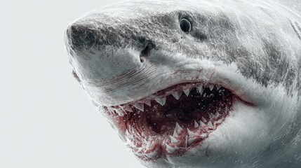 Obraz premium Close-Up View of a Fierce Shark with Exposed Teeth and Blood